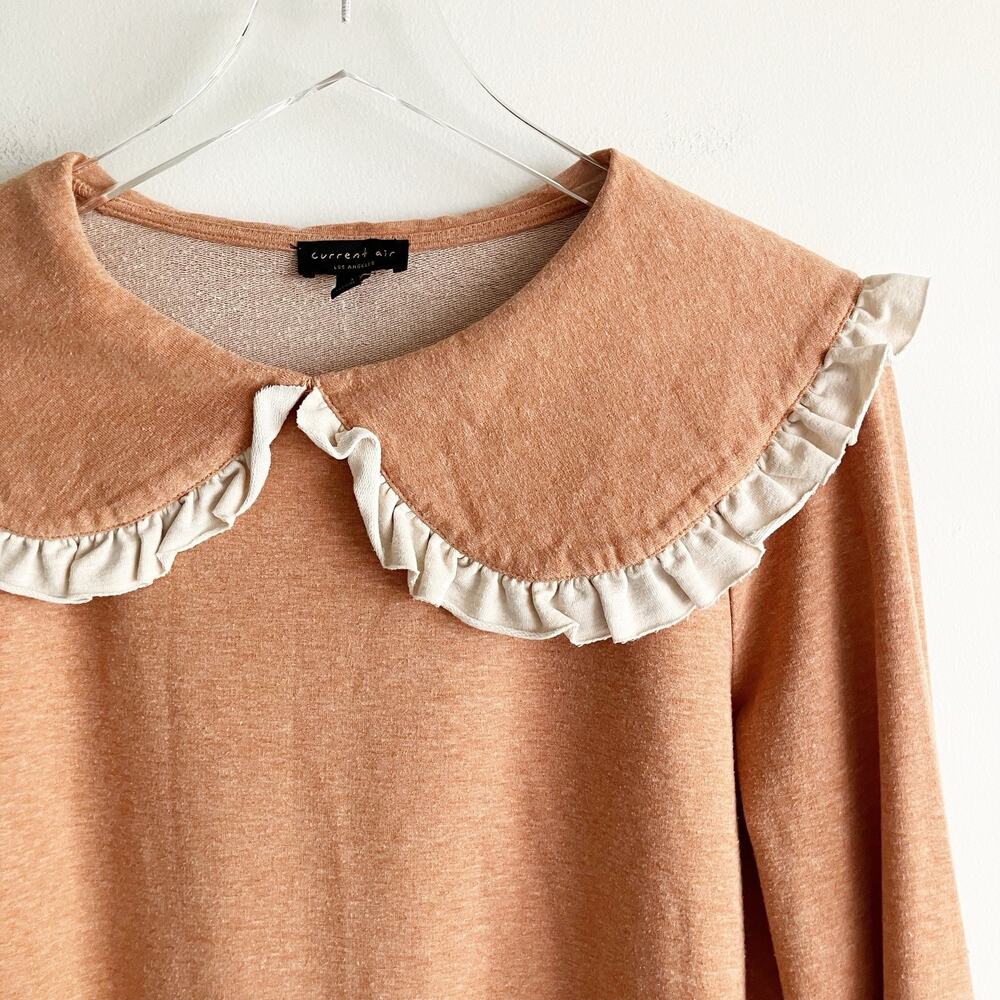 PLS READ Current Air Ruffle Collar Top Sz Medium Orange Long Sleeve Sweatshirt - Picture 3 of 7